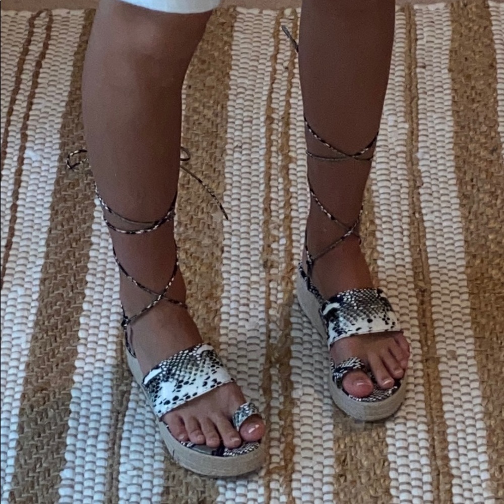Snakeskin platform sandals